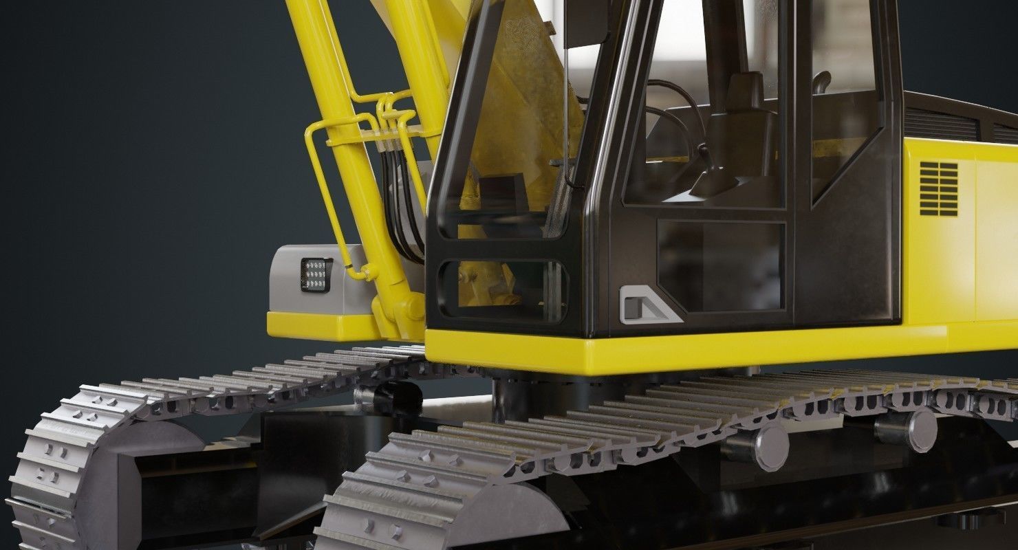 Excavator 1A Low-poly 3D model_7