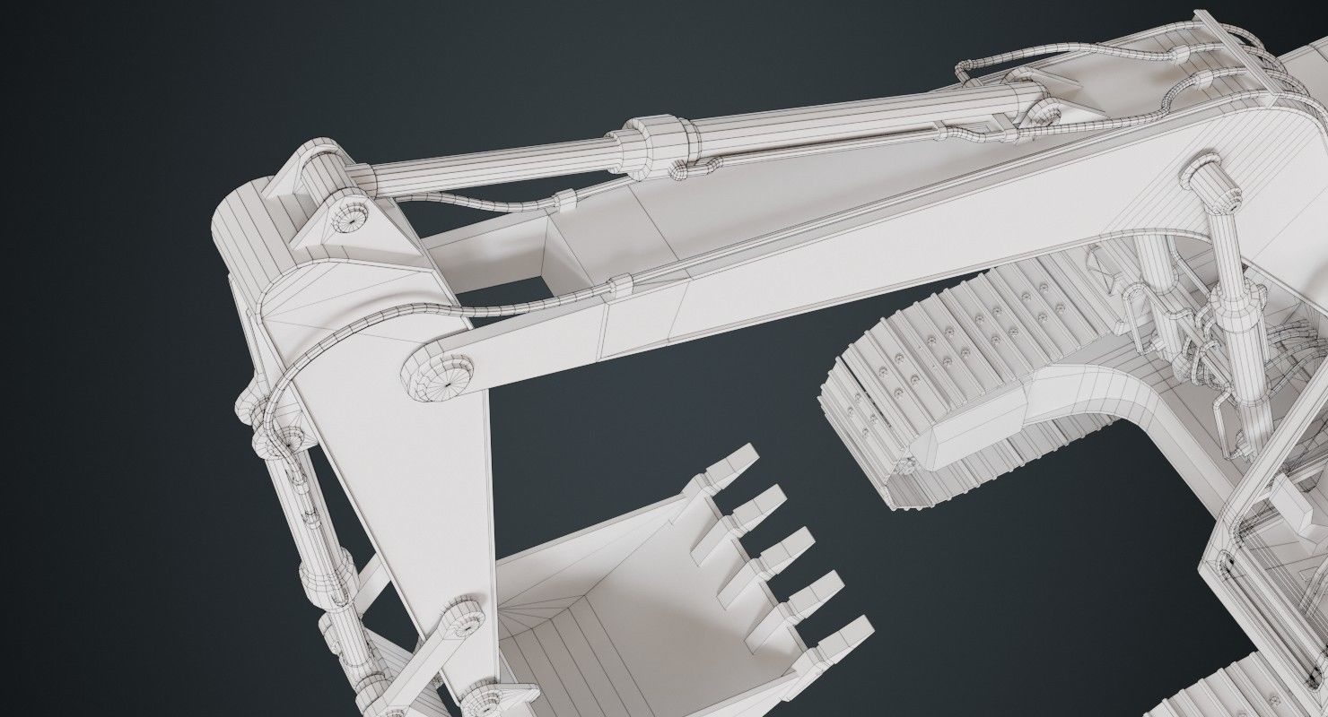 Excavator 1A Low-poly 3D model_12