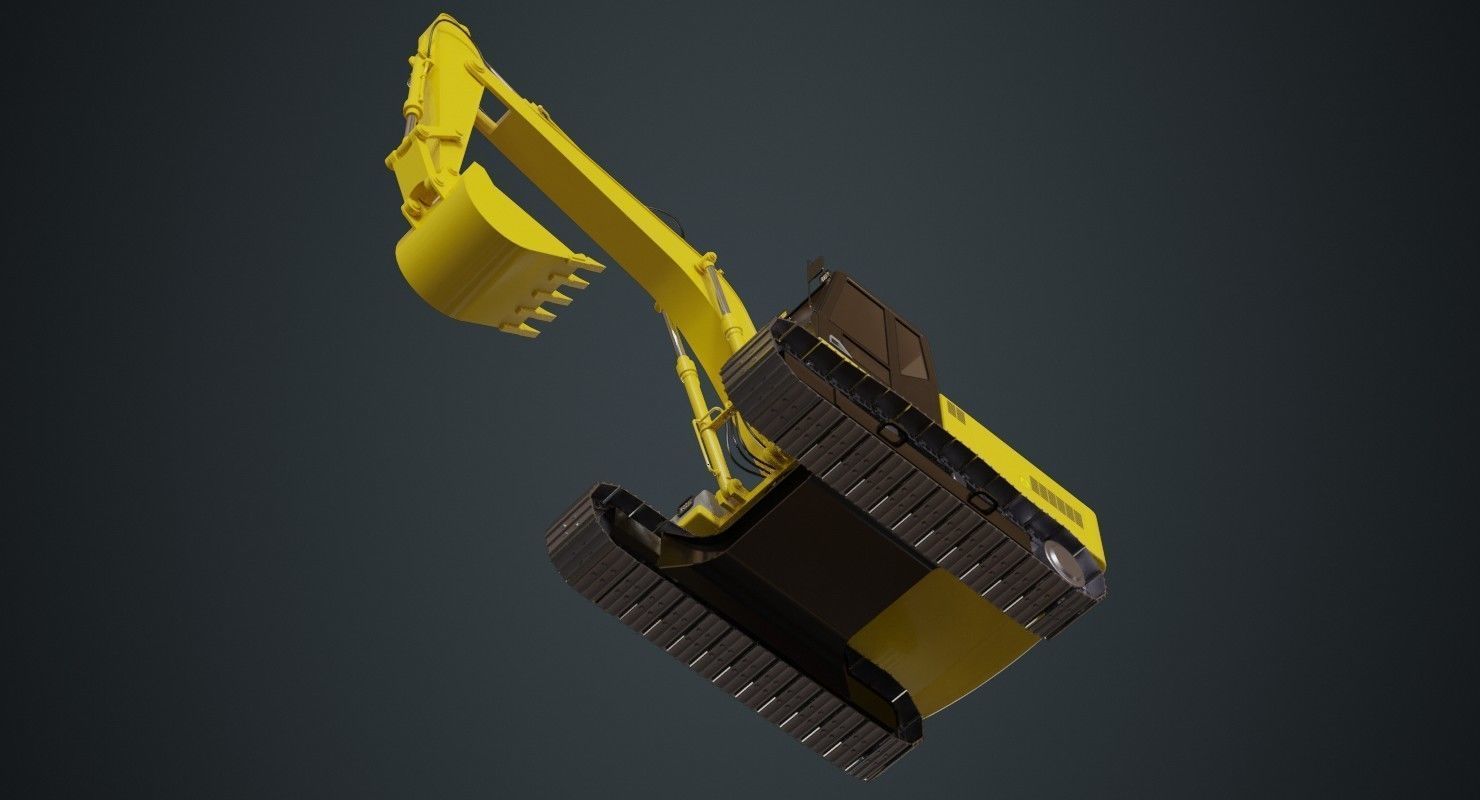 Excavator 1A Low-poly 3D model_4