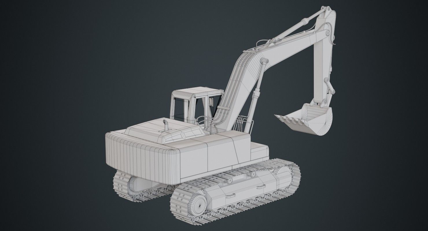 Excavator 1A Low-poly 3D model_11