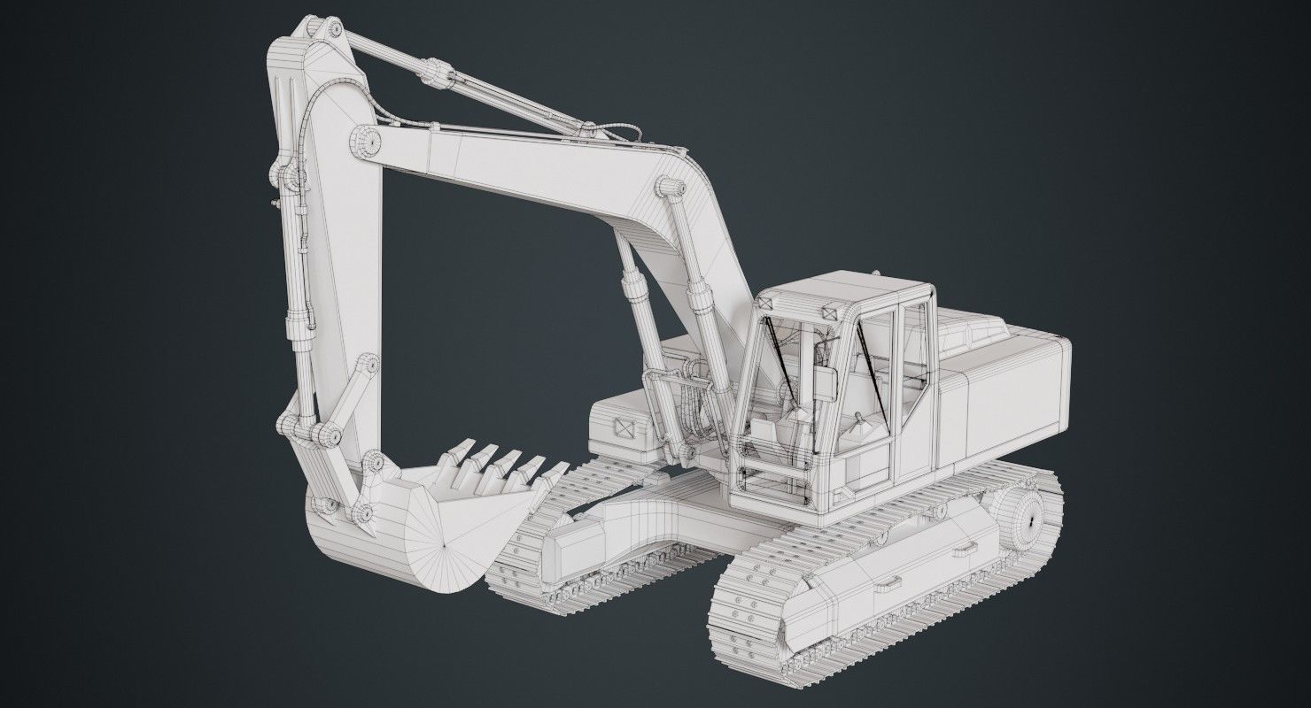 Excavator 1A Low-poly 3D model_10
