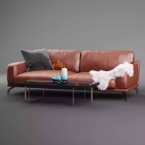 Peruna Leather Two Seat Sofa 