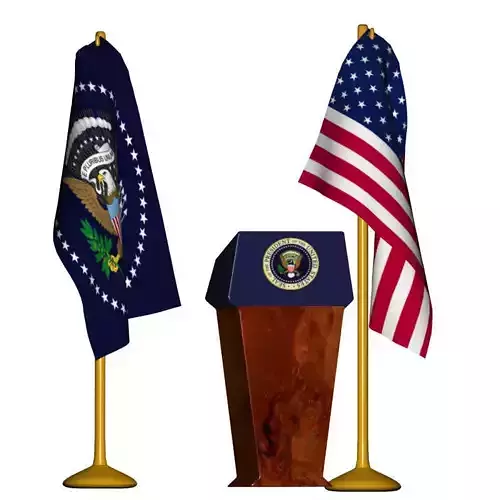 Presidential Set podium with two american flags