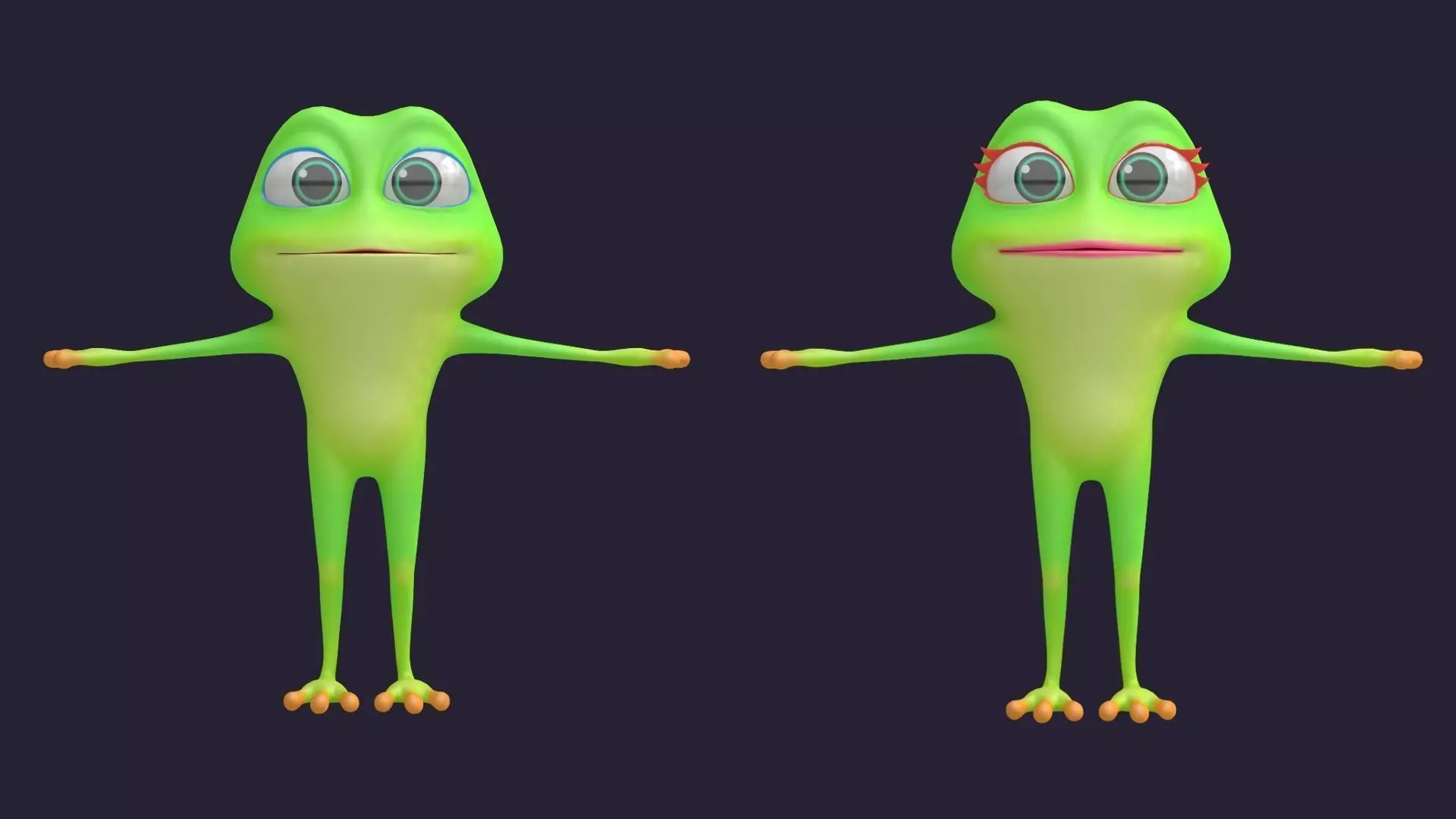 Asset - Cartoons - Character - Animals - Frog - Hight Poly Low-poly 3D model