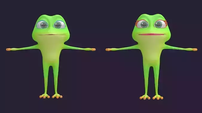 Asset - Cartoons - Character - Animals -  Frog - Hight Poly Low-poly 3D model