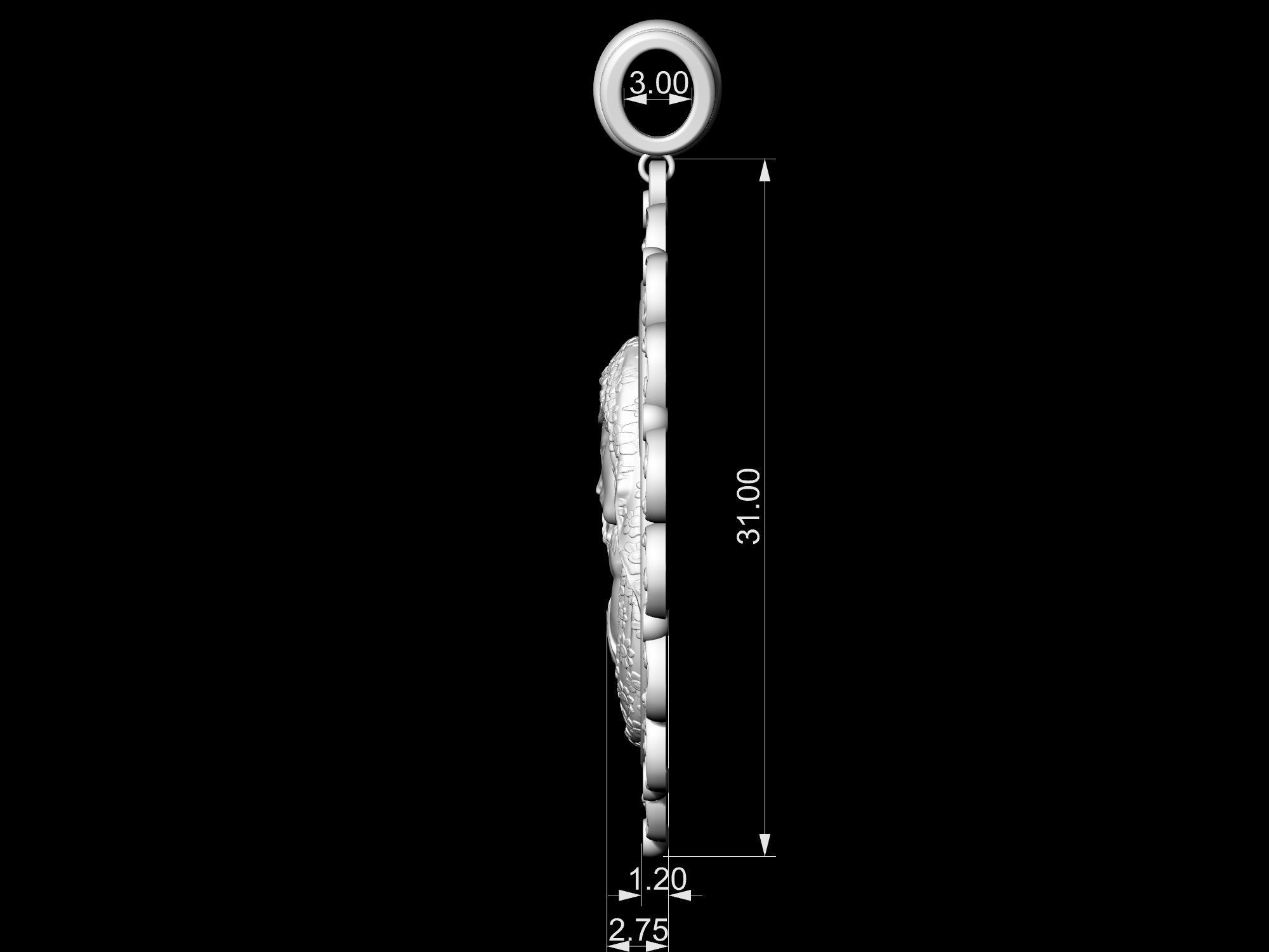 Mary with Jesus child pendant 3D print model_14