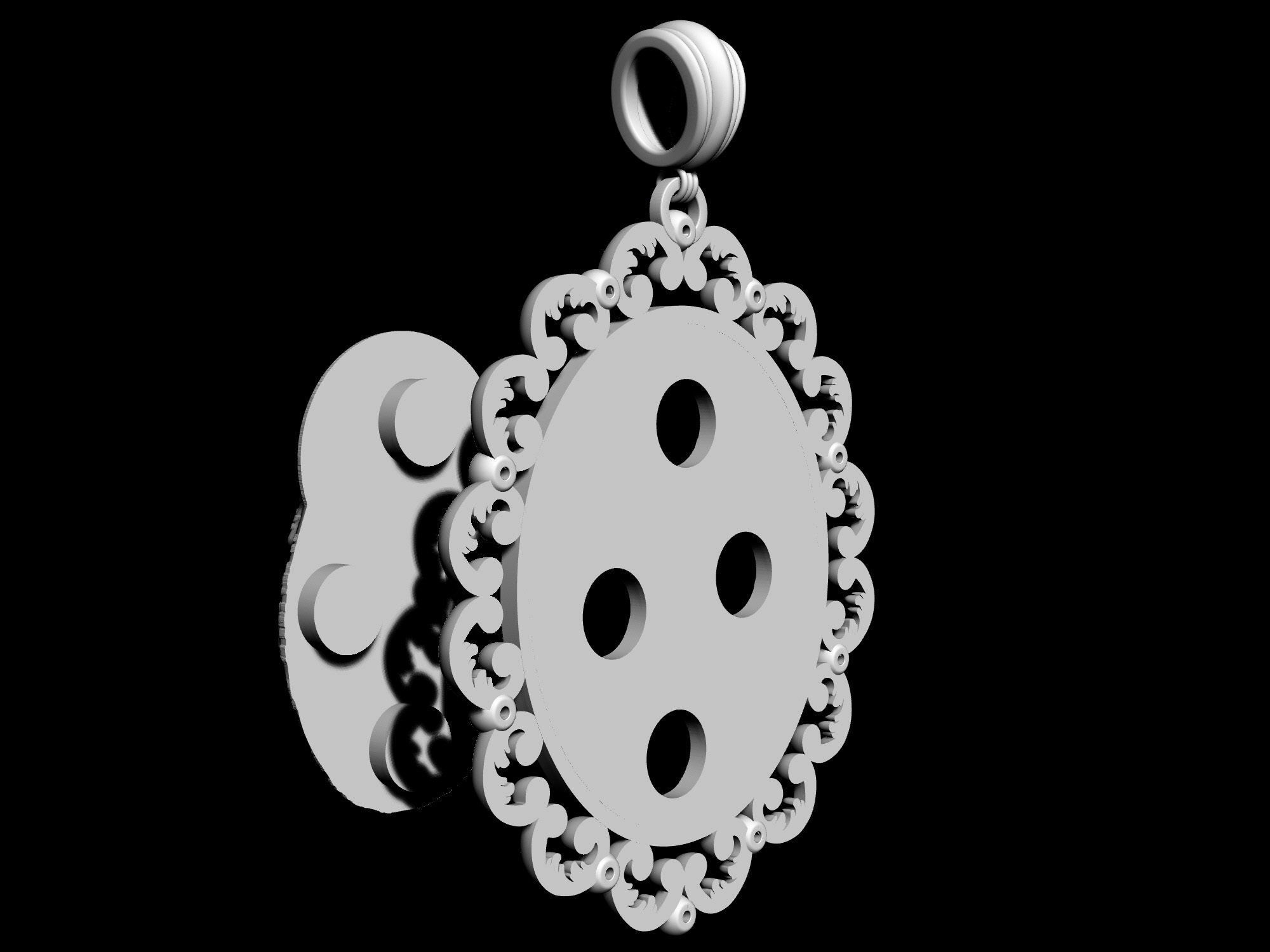 Mary with Jesus child pendant 3D print model_12