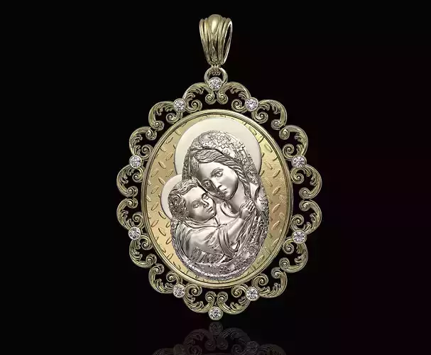 Mary with Jesus child pendant 3D print model Mary with Jesus child pendant 3D print model