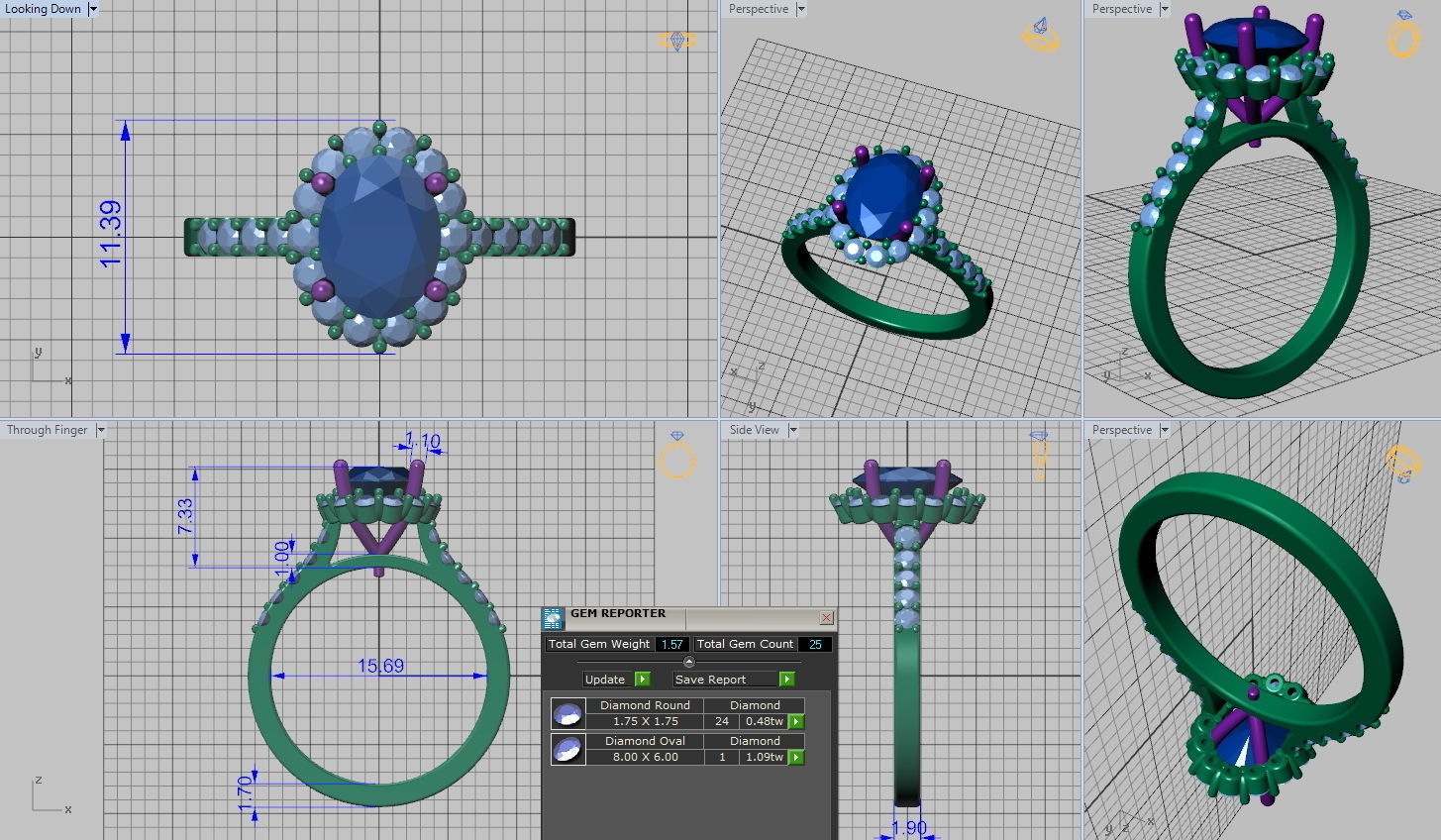 Paradise design Halo ring with 8x6 Oval stone 3D print model 324 3D print model_6