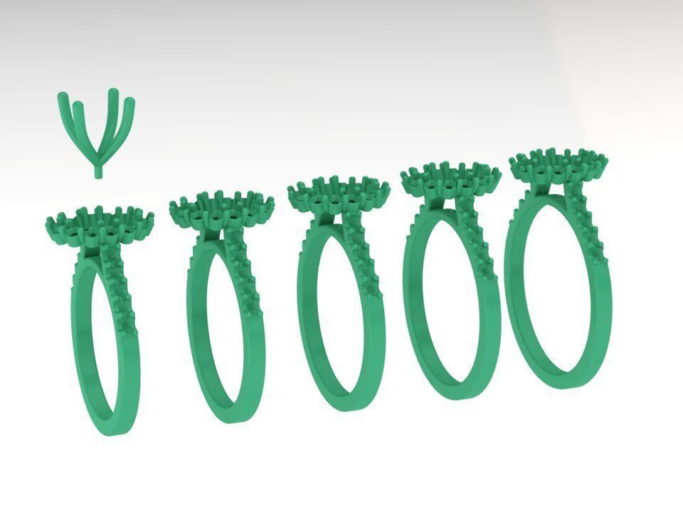 Paradise design Halo ring with 8x6 Oval stone 3D print model 324 3D print model_7