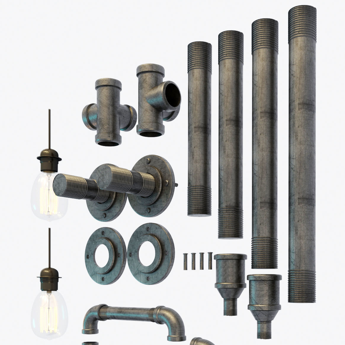 Metal pipes  3D model_3