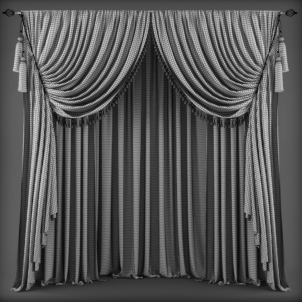 Curtain 3D model 363 Low-poly 3D model_1