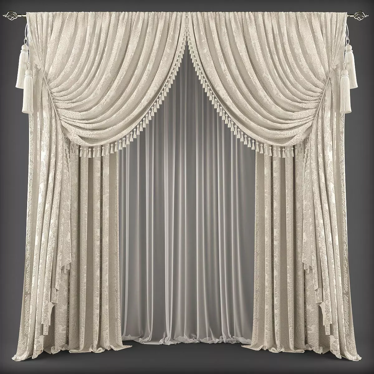 Curtain 3D model 363 Low-poly 3D model_0