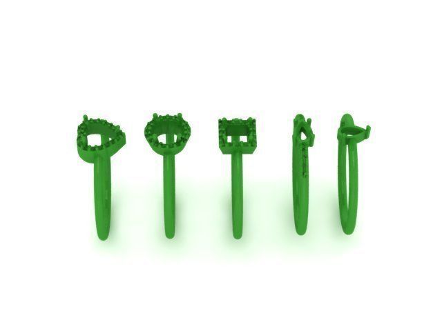 solitaire rings fancy cut 5 in 1 3D print model_4