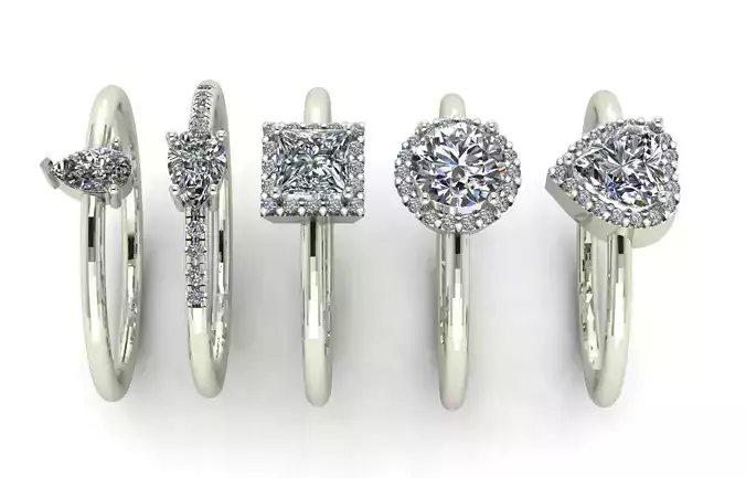 solitaire rings fancy cut 5 in 1