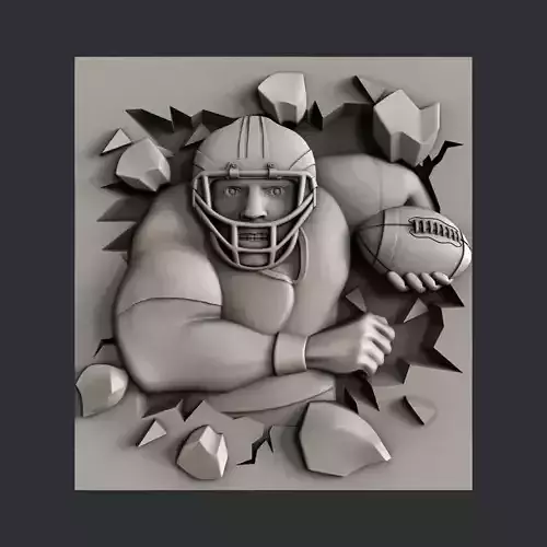 3d STL models for CNC or 3d printer american football 3D print model