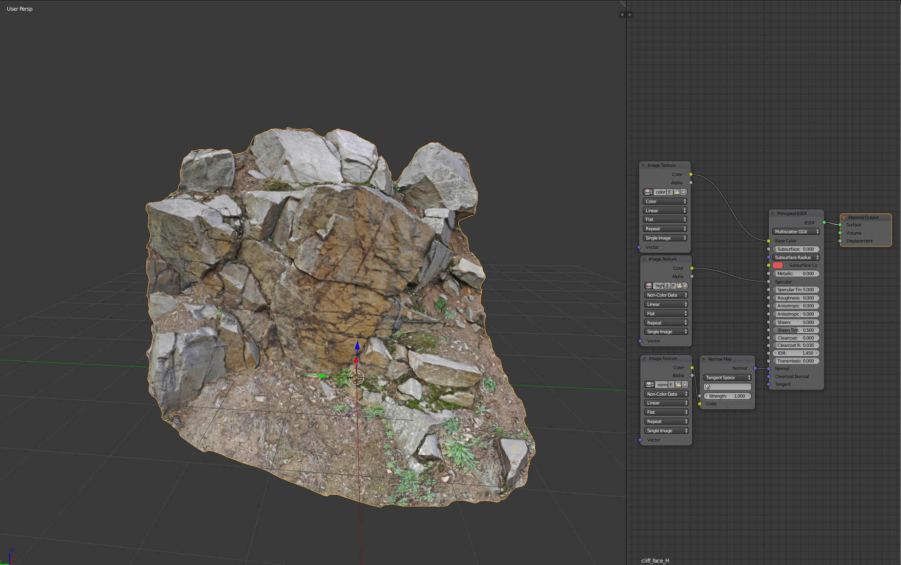 3d scanned cliff face H 3D model_1