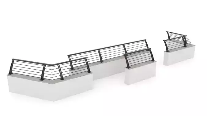 Metal Garden Fence and Walls 3D model