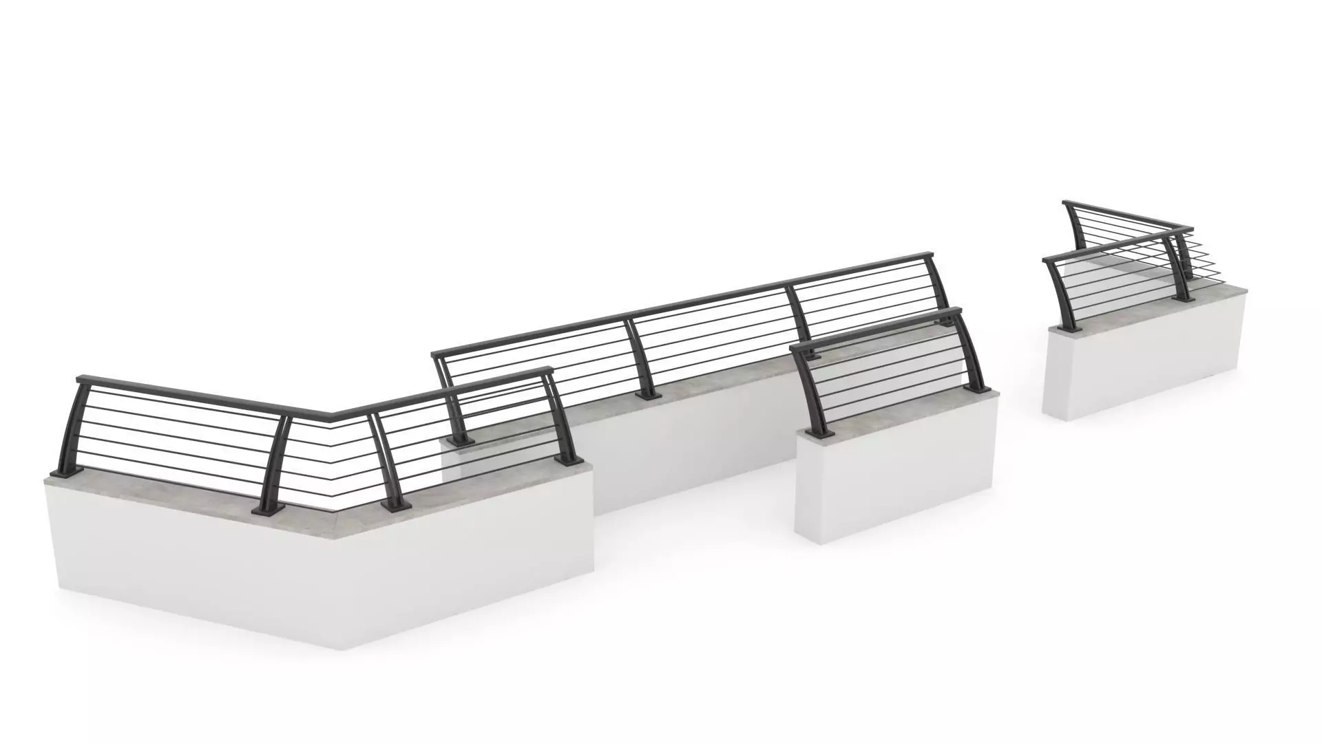 Metal Garden Fence and Walls 3D model_0