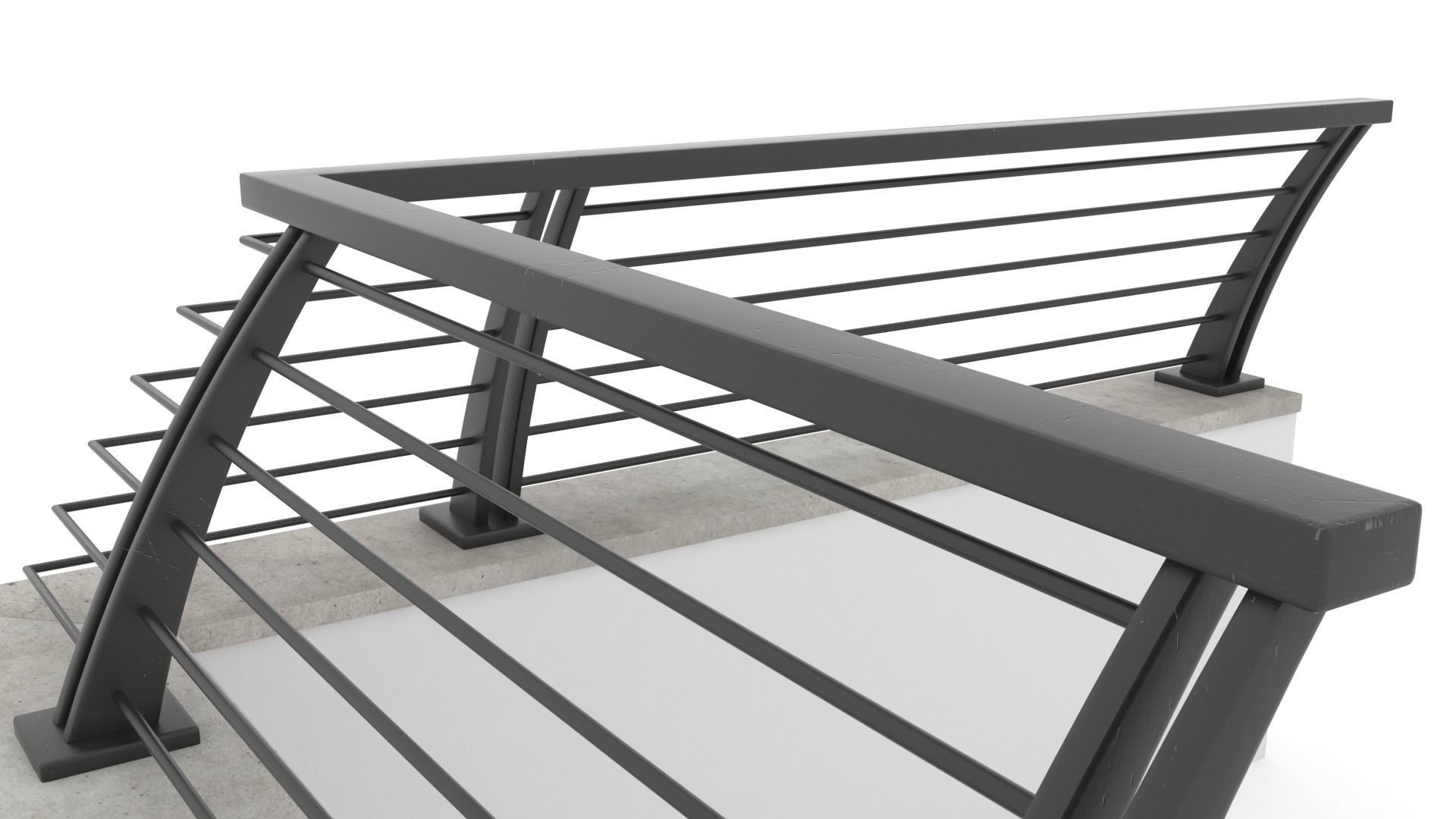 Metal Garden Fence and Walls 3D model_8