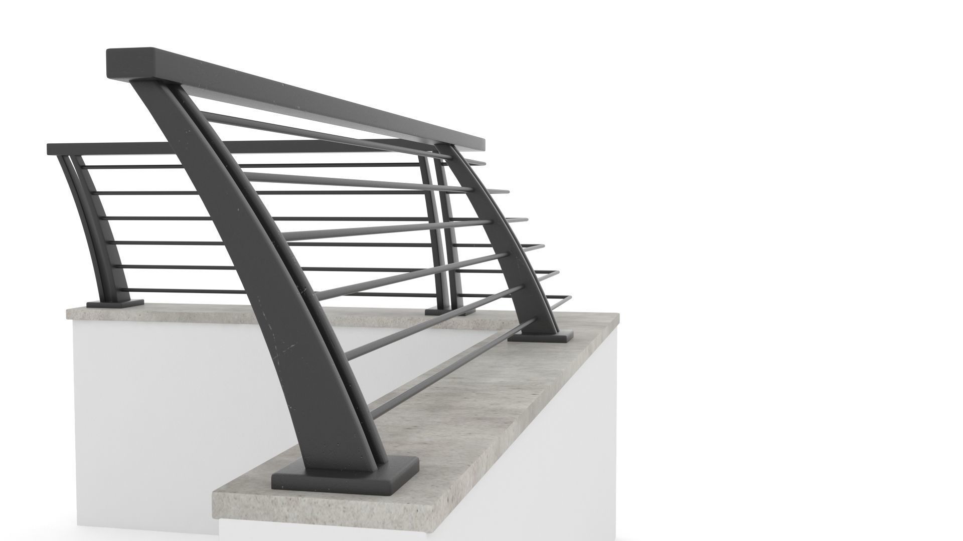 Metal Garden Fence and Walls 3D model_7