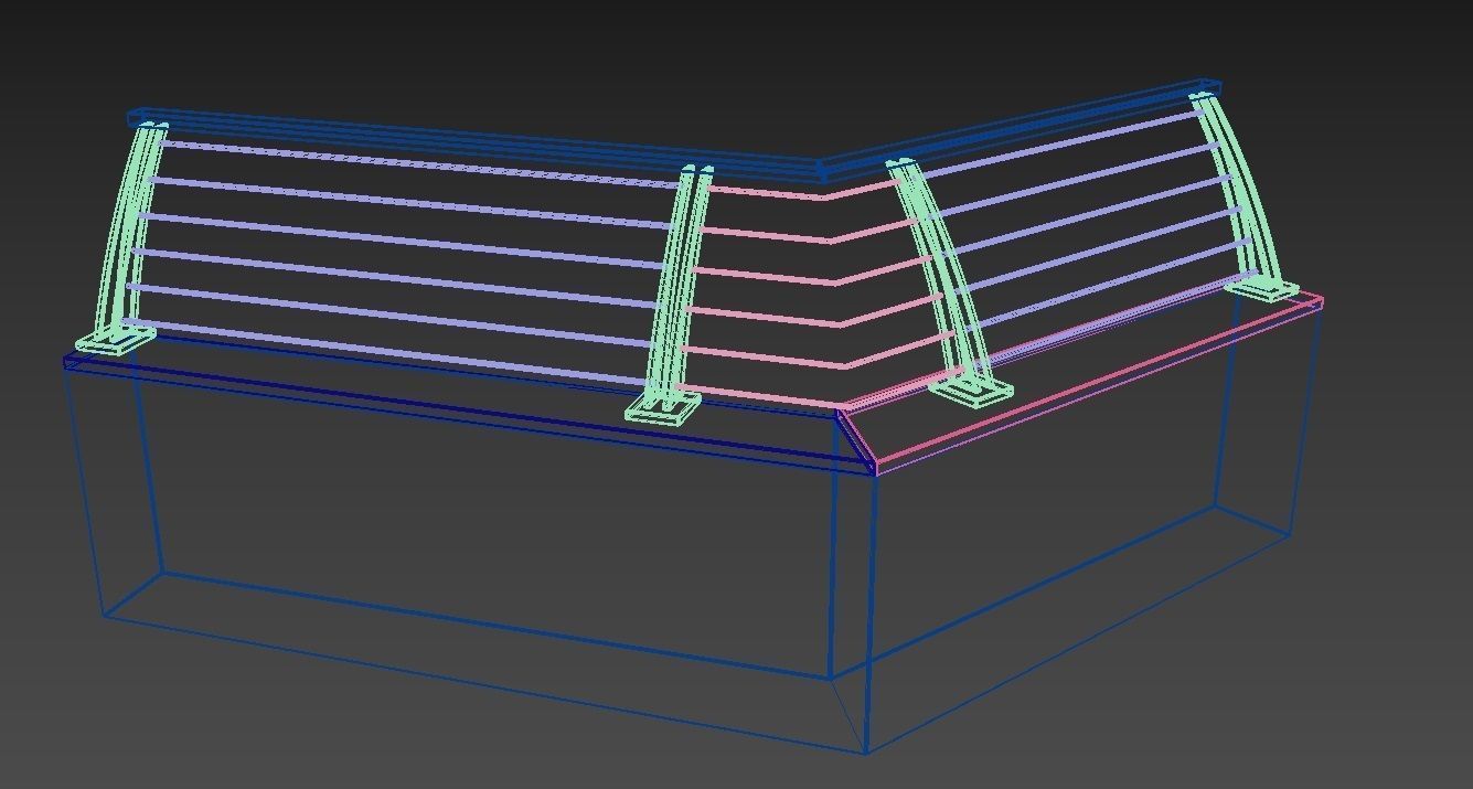 Metal Garden Fence and Walls 3D model_10