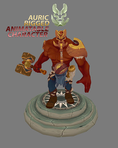 Auric 3D Character - Hand Painted - Rigged Controller  Low-poly 3D model