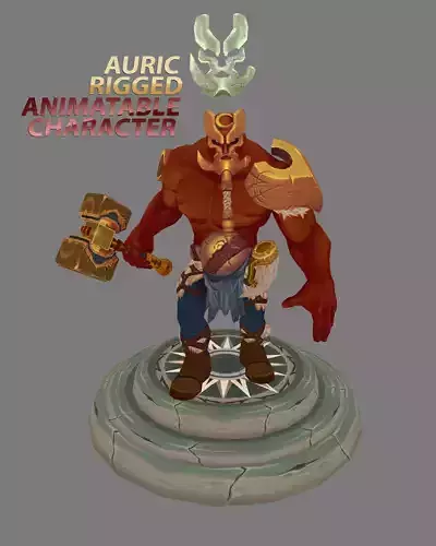 Auric 3D Character - Hand Painted - Rigged Controller  Low-poly 3D model