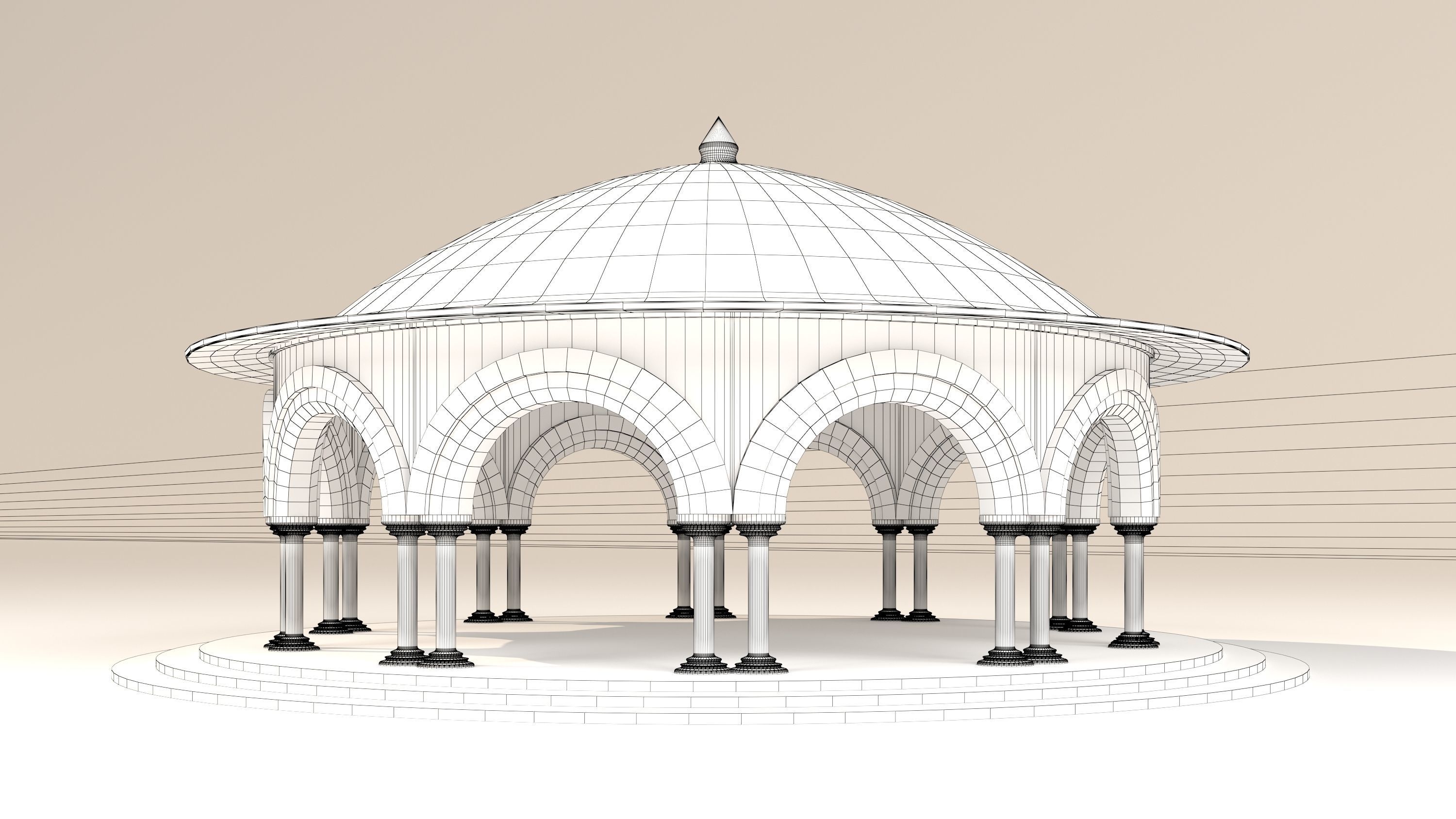 Dome architectural 3D model_4