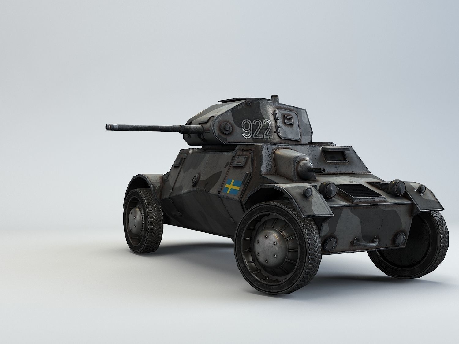 Low Poly Pansarbil M39 armored car Low-poly 3D model_1