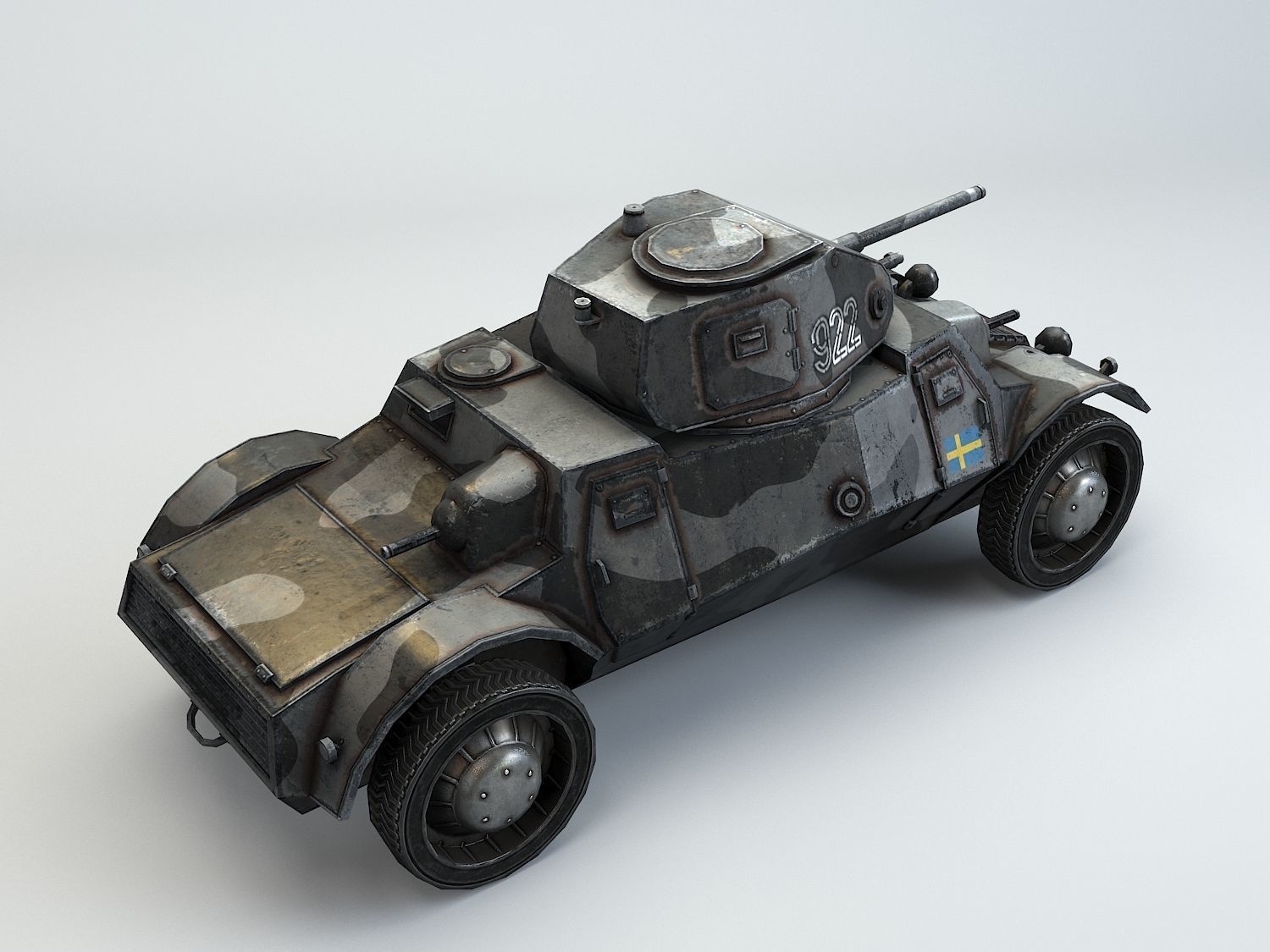 Low Poly Pansarbil M39 armored car Low-poly 3D model_4