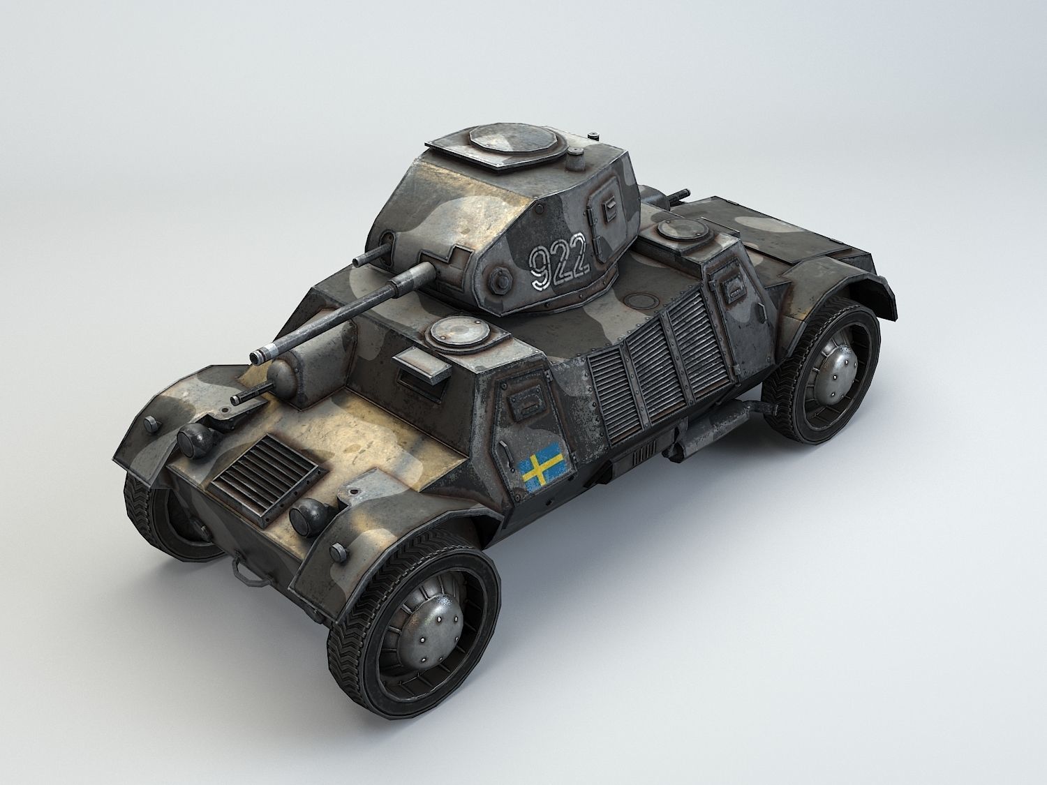 Low Poly Pansarbil M39 armored car Low-poly 3D model_3