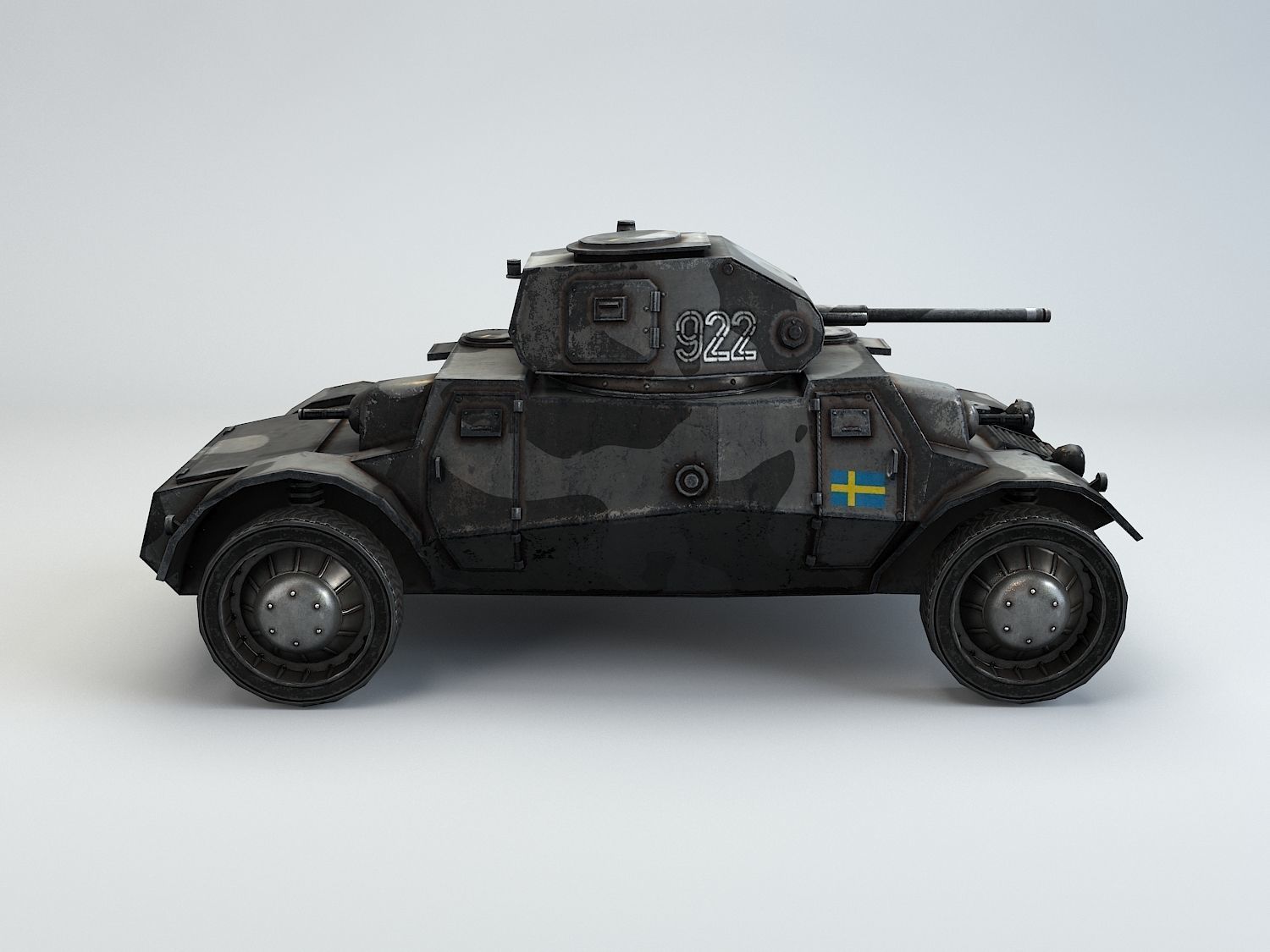 Low Poly Pansarbil M39 armored car Low-poly 3D model_12