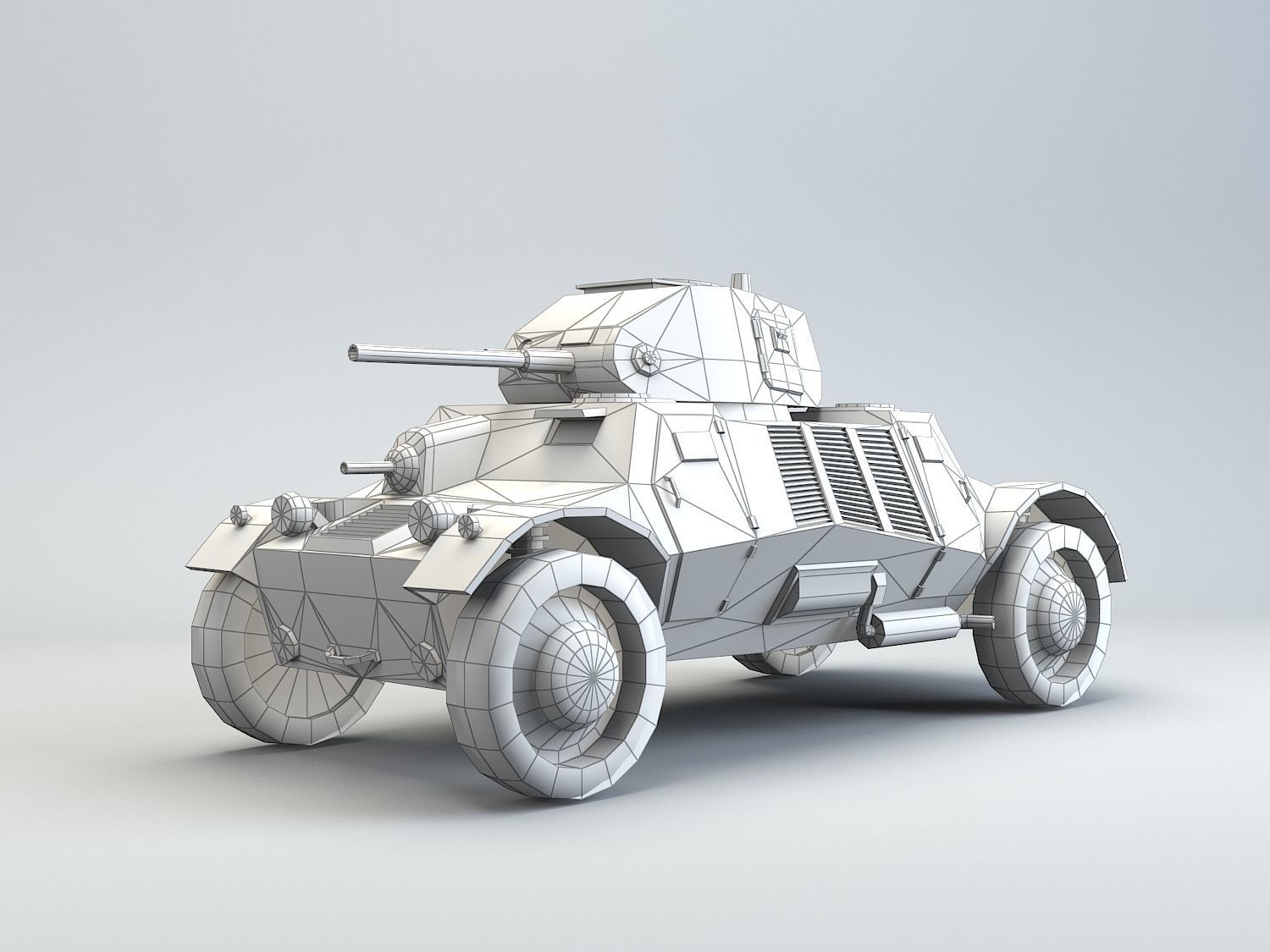 Low Poly Pansarbil M39 armored car Low-poly 3D model_6
