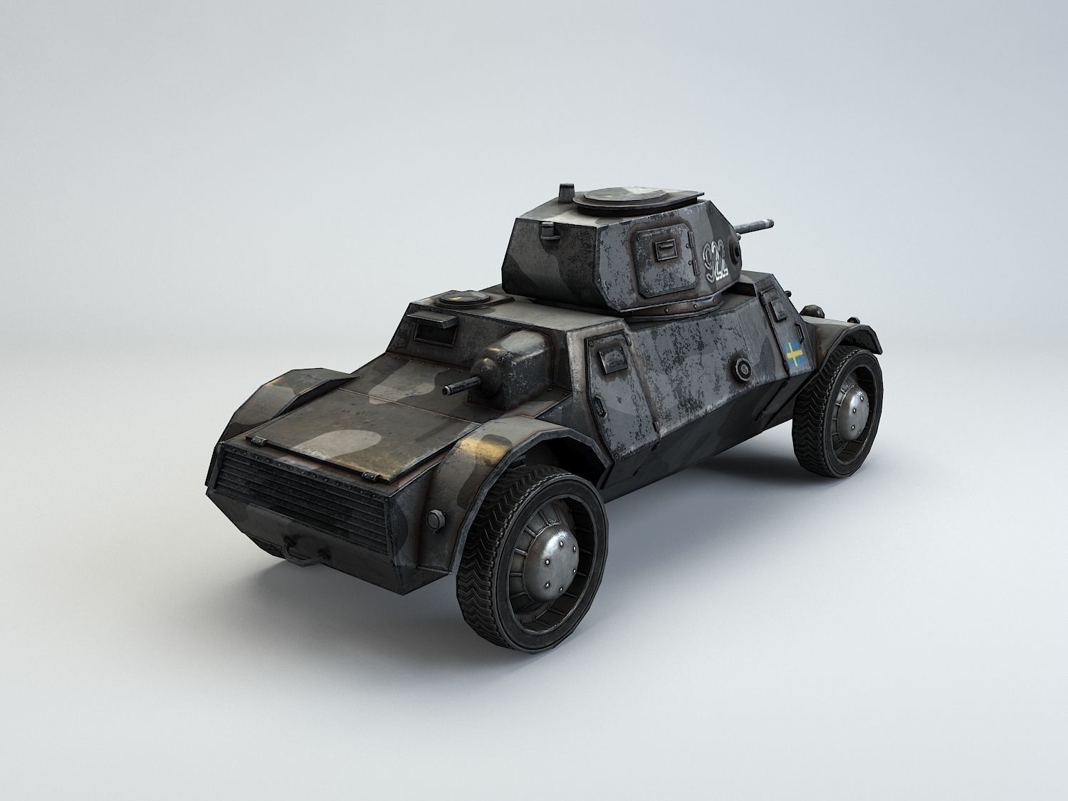 Low Poly Pansarbil M39 armored car Low-poly 3D model_11