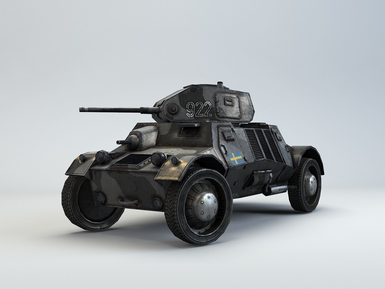 Low Poly Pansarbil M39 armored car Low-poly 3D model_2