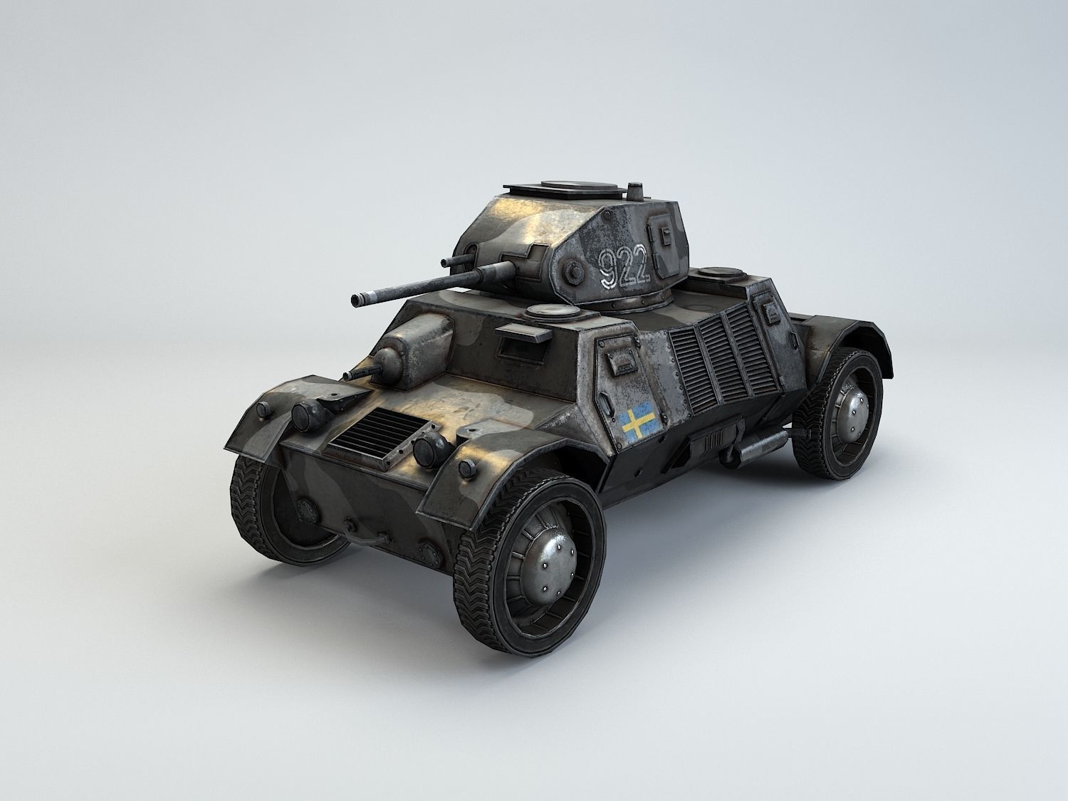 Low Poly Pansarbil M39 armored car Low-poly 3D model_7