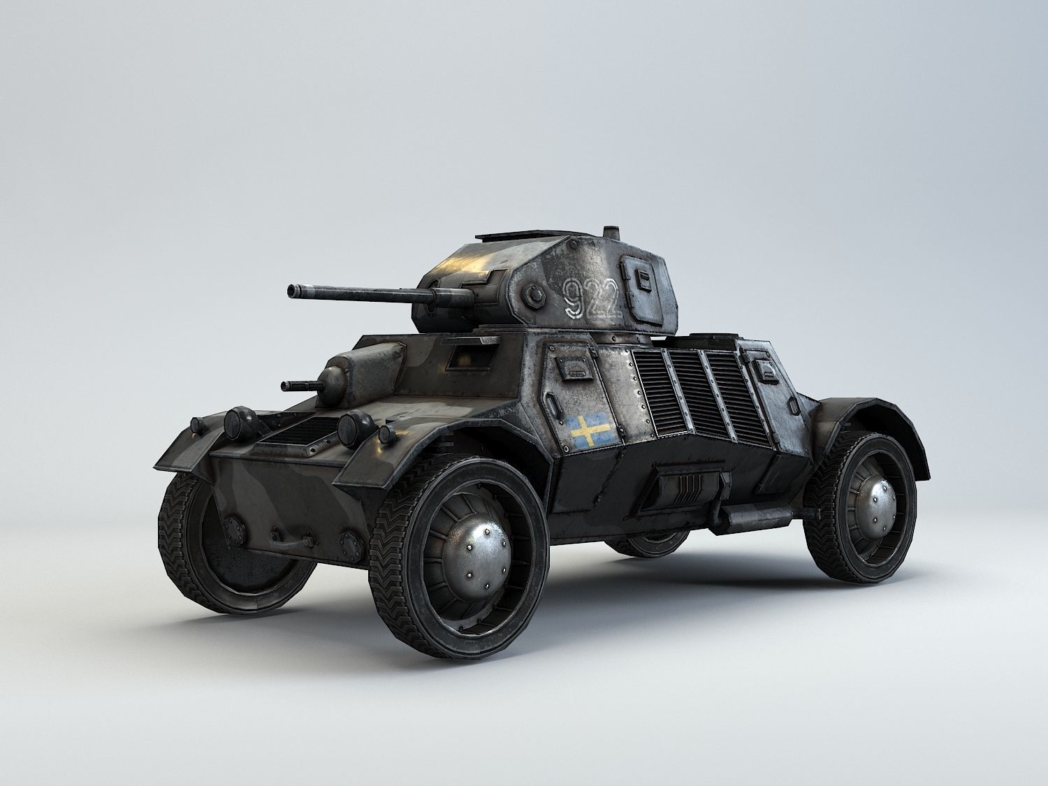 Low Poly Pansarbil M39 armored car Low-poly 3D model_5