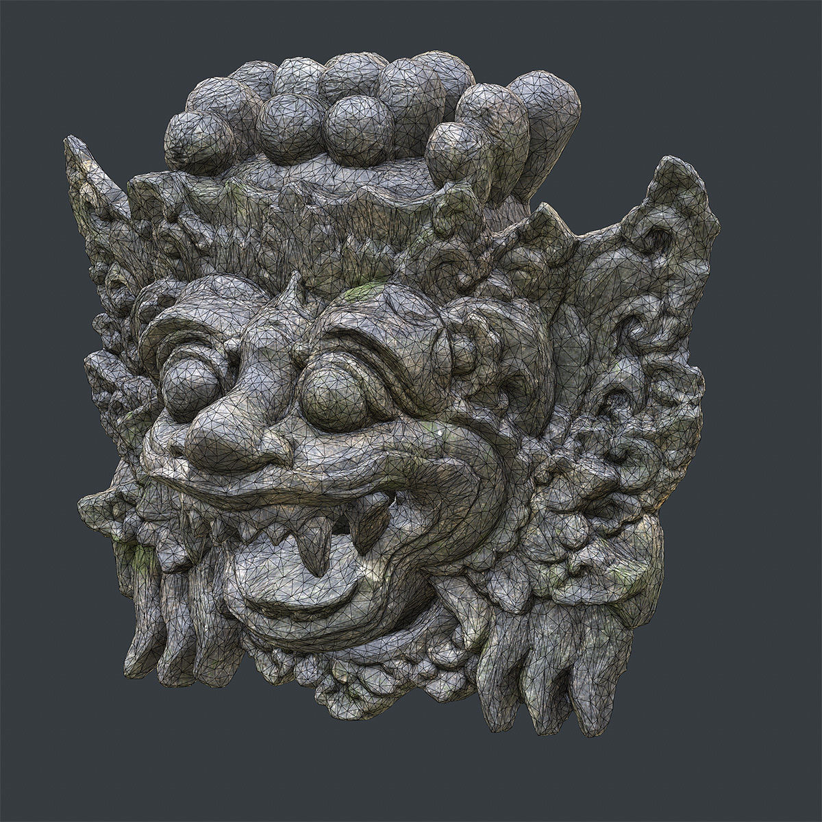 Stone Barong Temple Guardian Low-poly 3D model_6