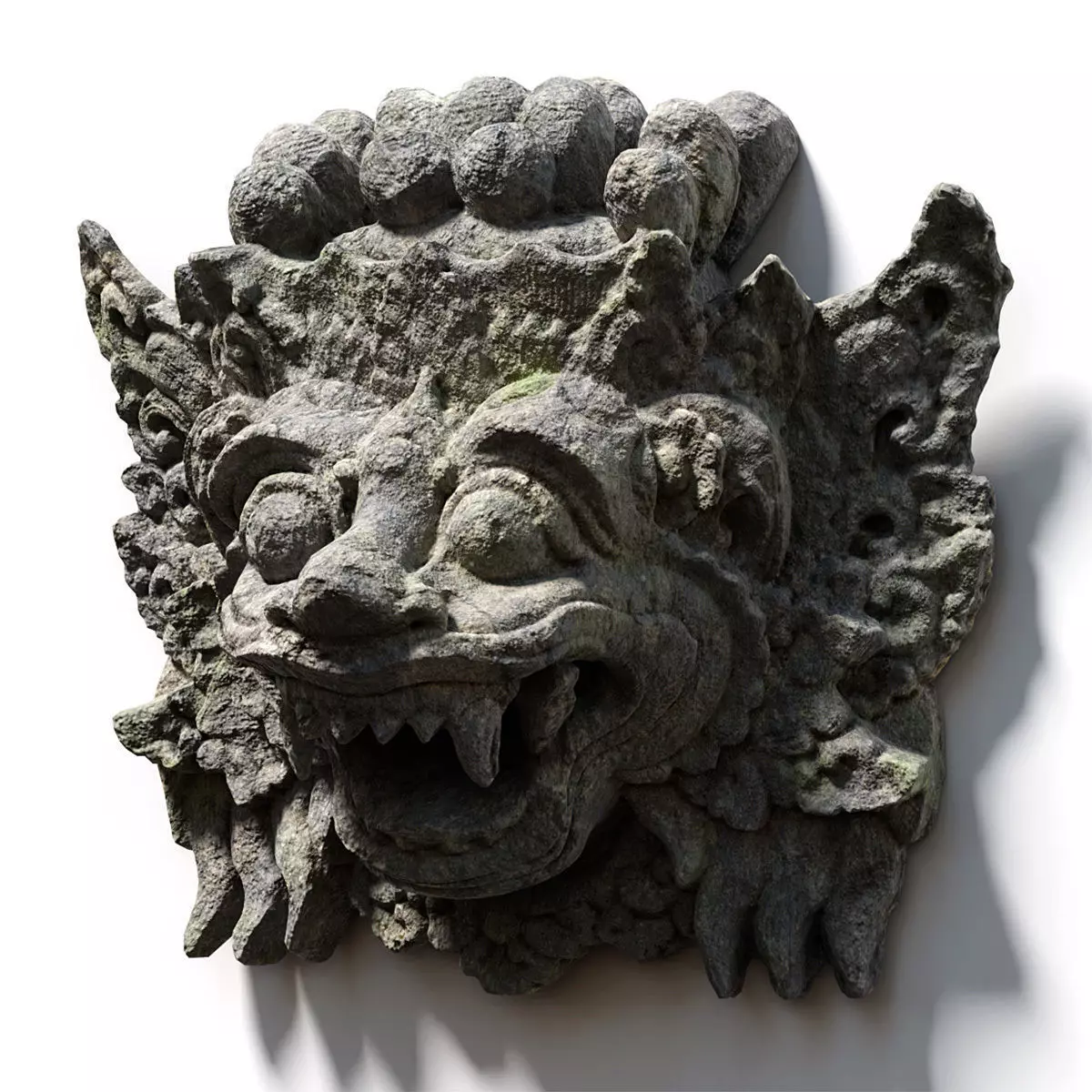 Stone Barong Temple Guardian Low-poly 3D model_0