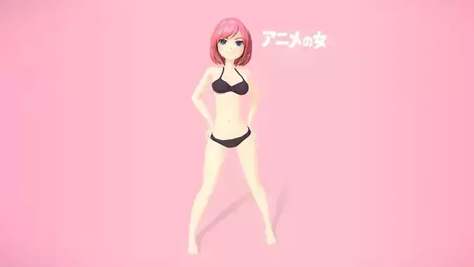 Anime Girl - Rigged  Low-poly 3D model