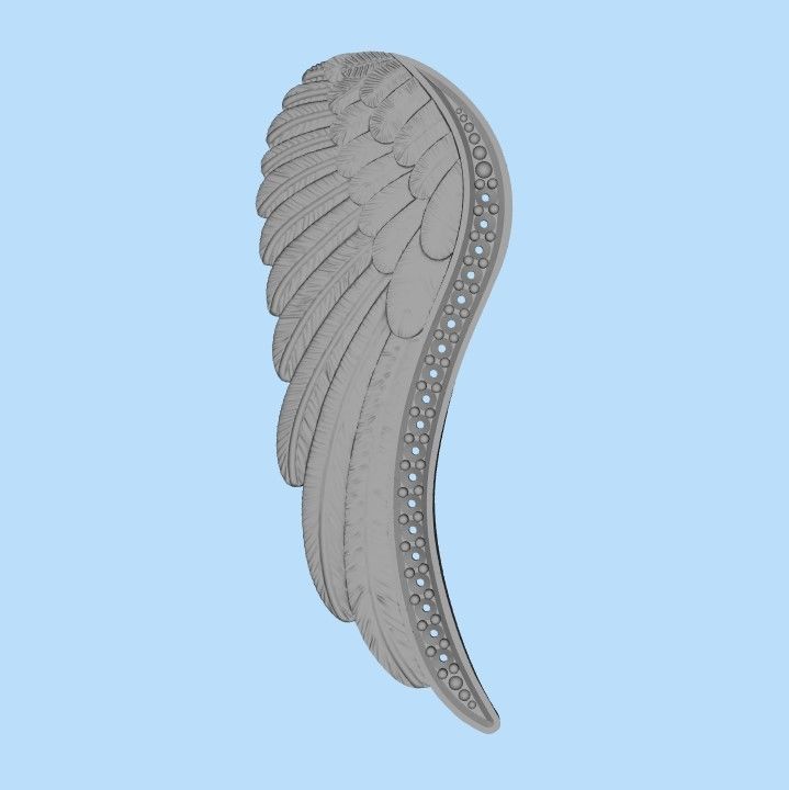Angel Wing Pendant with Diamonds 3dm stl  3D print model  3D print model_15