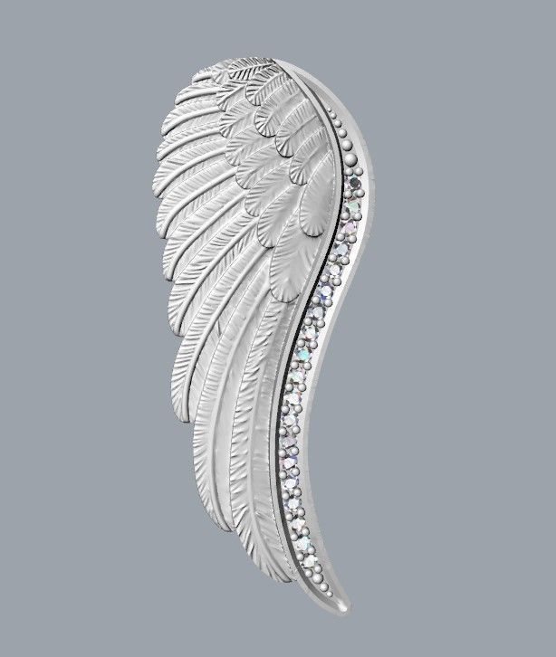 Angel Wing Pendant with Diamonds 3dm stl  3D print model  3D print model_14