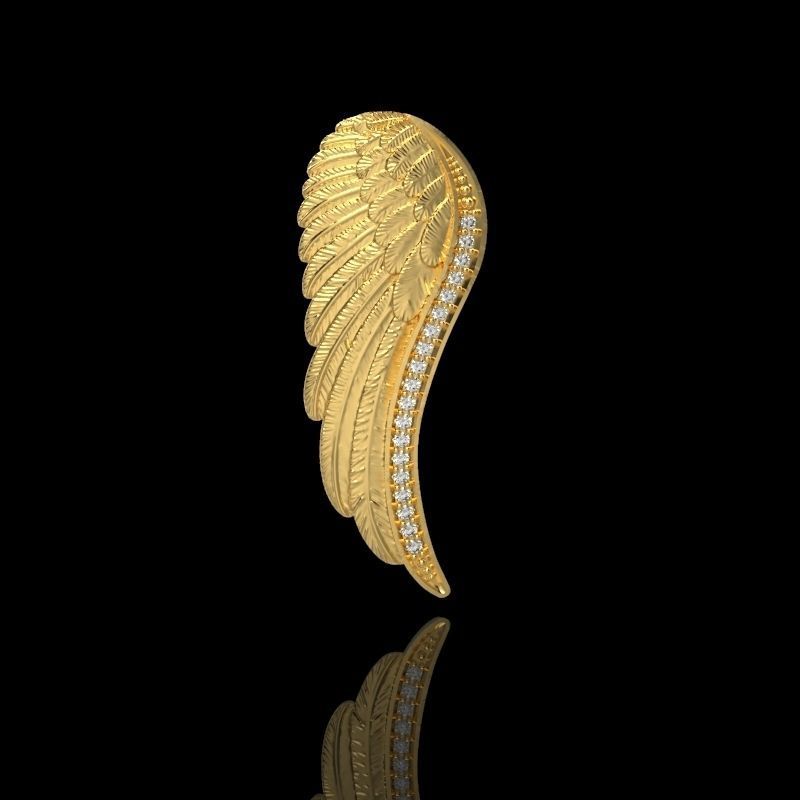 Angel Wing Pendant with Diamonds 3dm stl  3D print model  3D print model_1