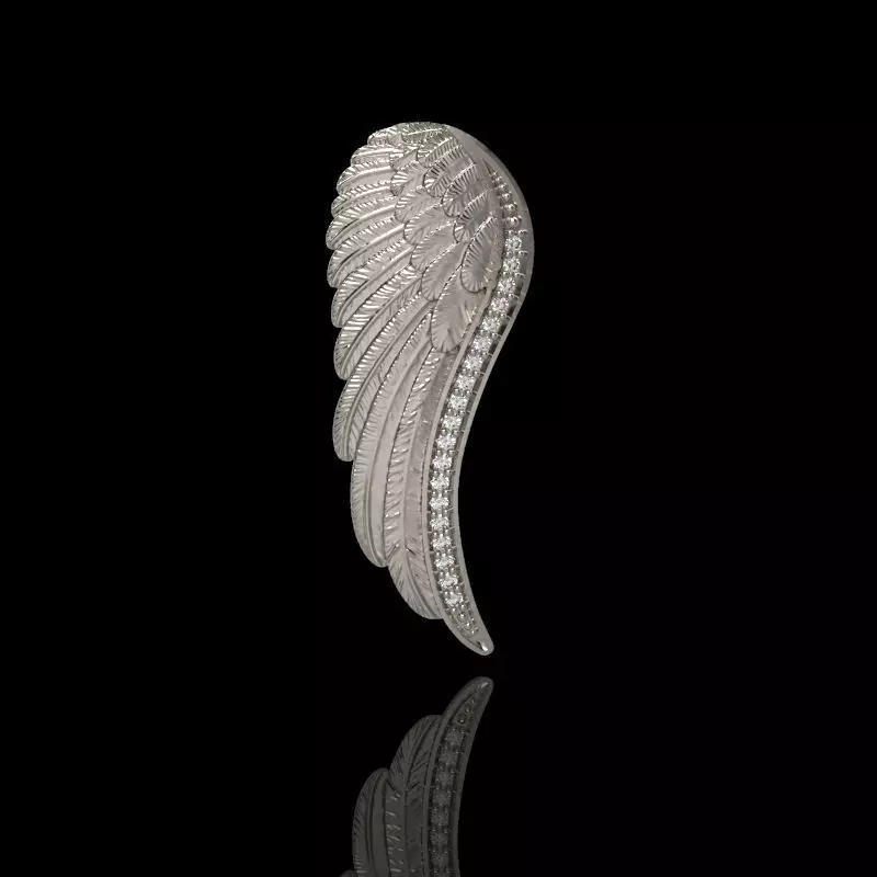 Angel Wing Pendant with Diamonds 3dm stl  3D print model  3D print model_0