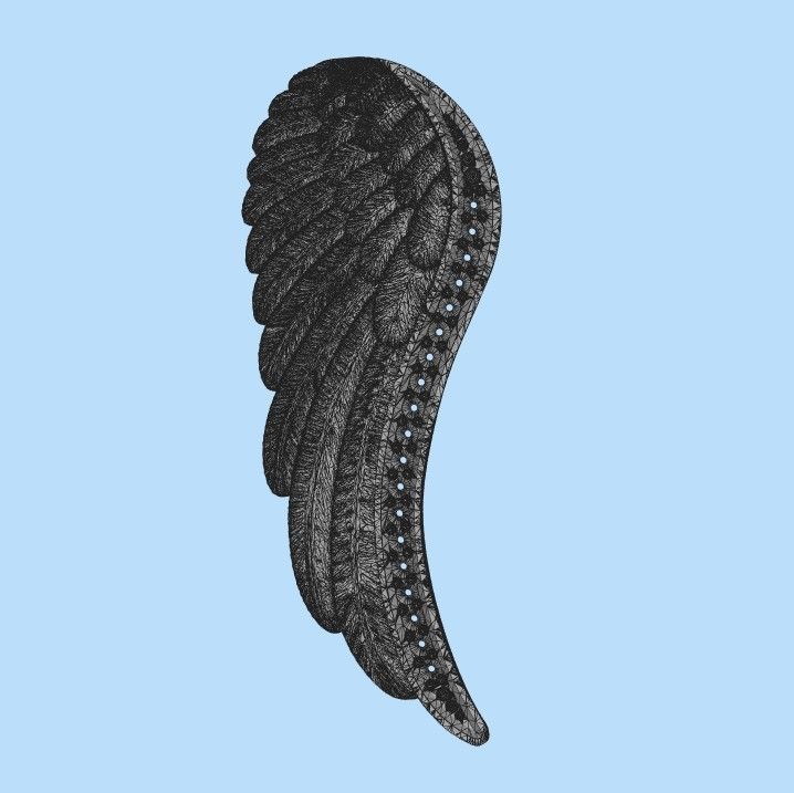 Angel Wing Pendant with Diamonds 3dm stl  3D print model  3D print model_16