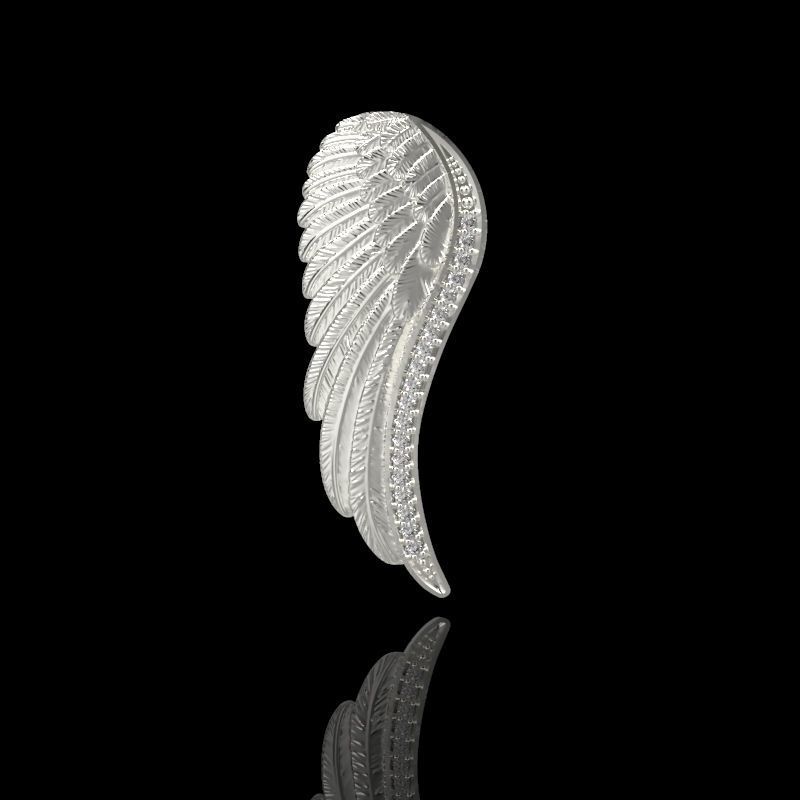 Angel Wing Pendant with Diamonds 3dm stl  3D print model  3D print model_2