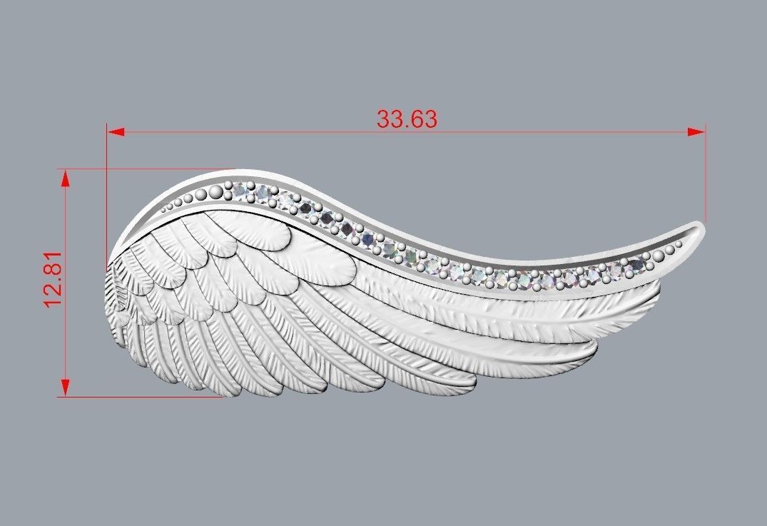 Angel Wing Pendant with Diamonds 3dm stl  3D print model  3D print model_13