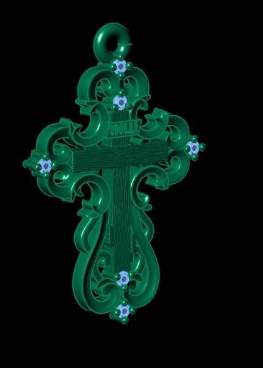 Pendant od 15 cross 3D print model_9