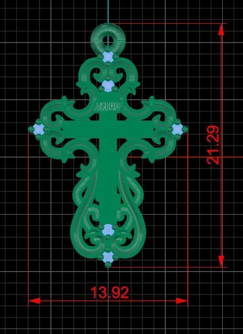 Pendant od 15 cross 3D print model_6